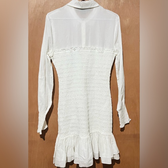Veronica Beard Kelsey Long Sleeve Cotton Ruffle Hem Shirt Dress - Picture 9 of 10